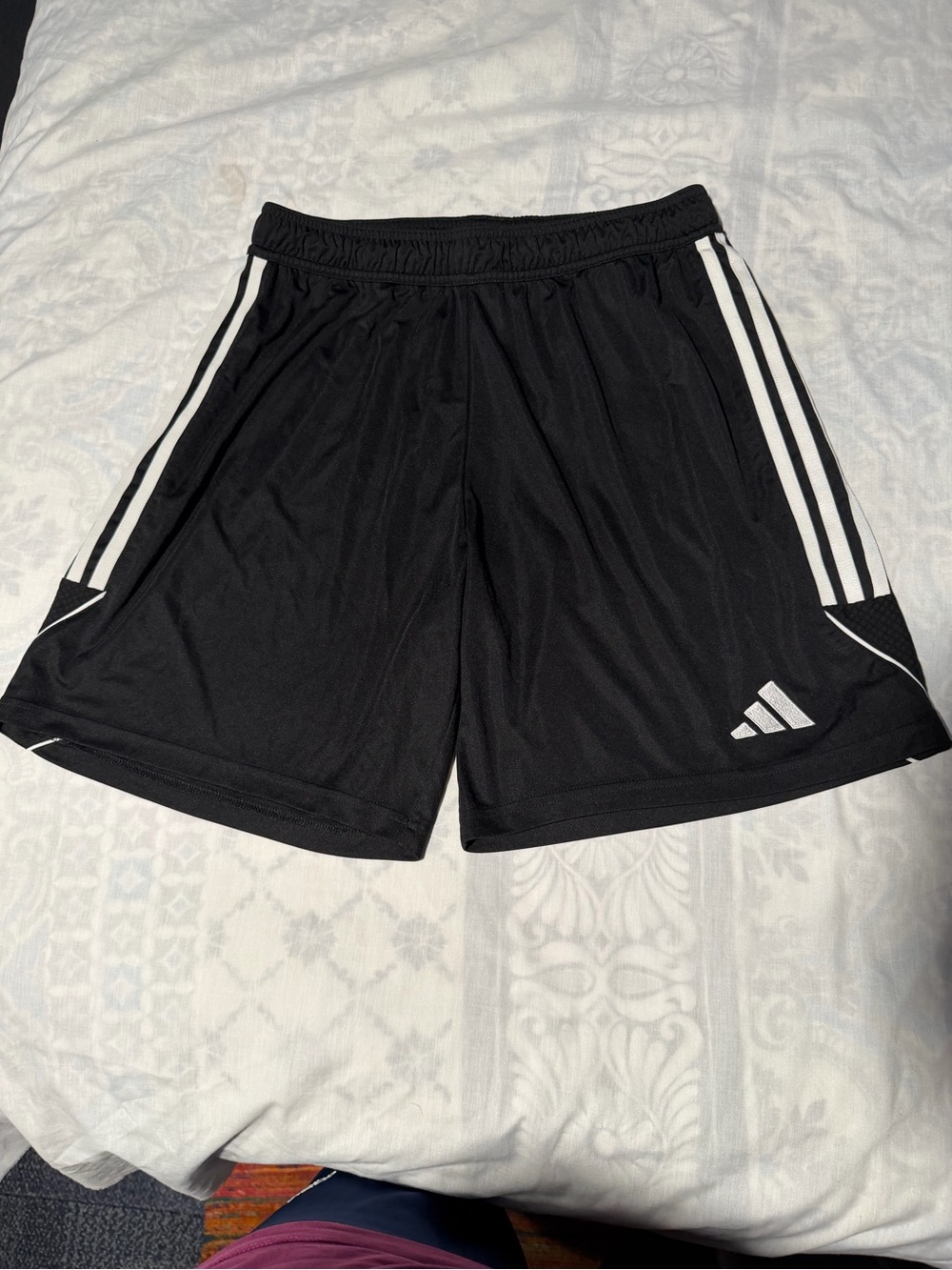 adidas Black Athletic Shorts with White Three-Stripes